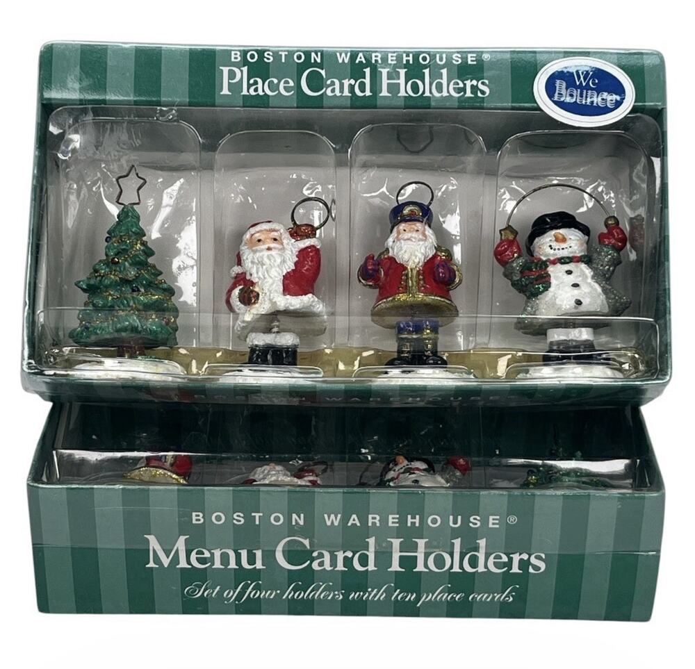 VTG 1999 Boston Warehouse Christmas Place Card Holders Lot2/Bouncy Bobble‑Style